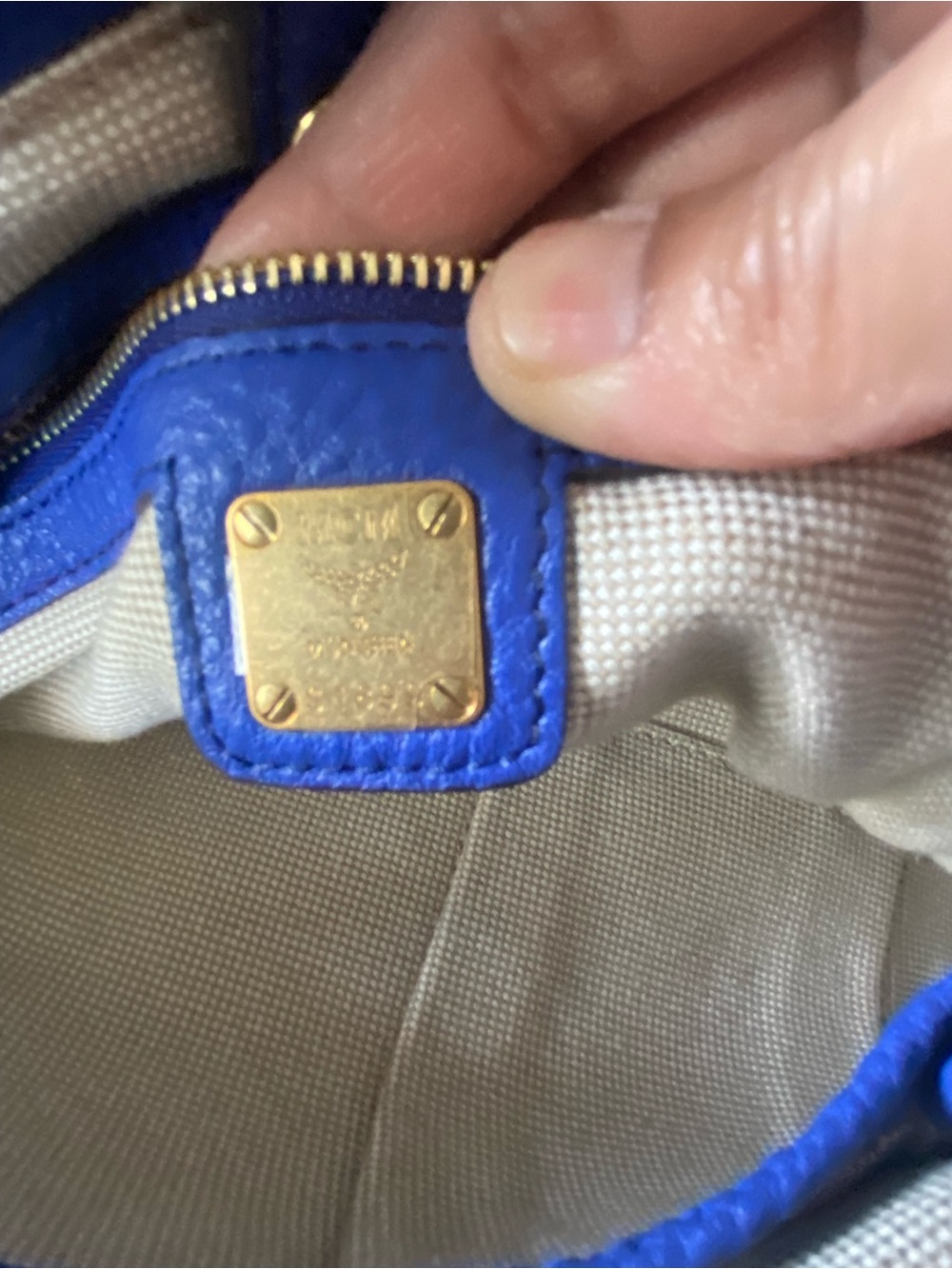 MCM Royal Blue Leather Crossbody Messenger Bag - Picture 7 of 11